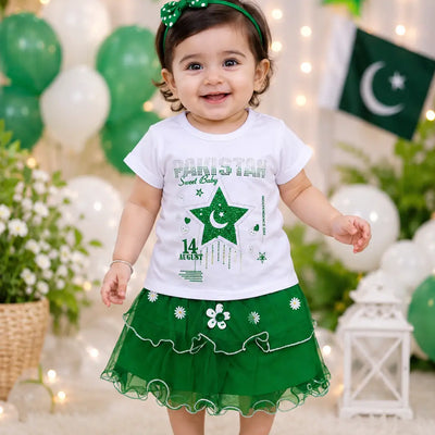 14 August 2 Pcs Girl's Fancy Embroidered Shirt And Skirt Set