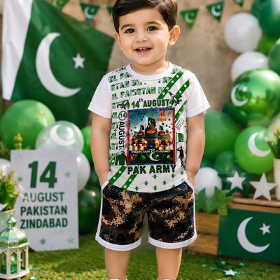 14 August 2 Pcs Boy's Lighting Shirt And Shorts Set
