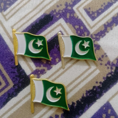 Azaadi Flag Pins Premium Metal Gold 14th August Decor