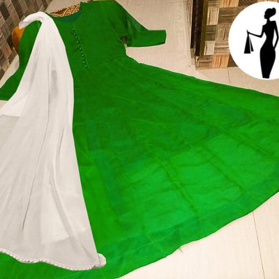 3 Pcs Women's Stitched Plain Maxi Suit