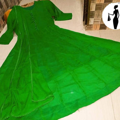 3 Pcs Women's Stitched Plain Maxi Suit