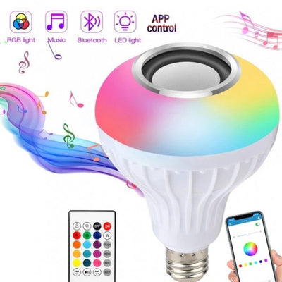2-in-1 Smart LED Bulb with Bluetooth Speaker | RGB Color Light + Remote Control