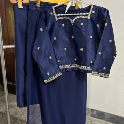 Embroidered Chiffon Saree Set for Women
