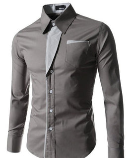 Men Slim Fit Striped Long Sleeve Shirt 4 Colors