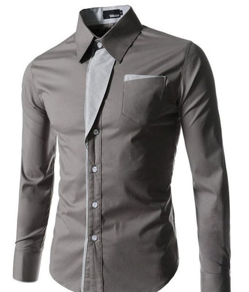 Men Slim Fit Striped Long Sleeve Shirt 4 Colors