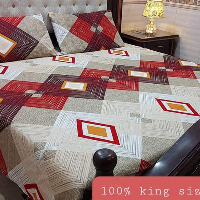 Cotton Printed King Size Bedsheet Set 3 Pcs