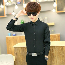Men's Slim Fit White Business Shirt Summer Office Wear